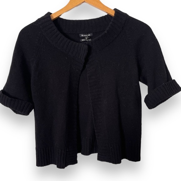 Massimo Dutti Black Wool Cashmere Short Sleeved Cardigan S - Picture 5 of 9